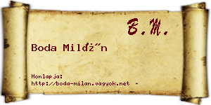 Boda Milán névjegykártya